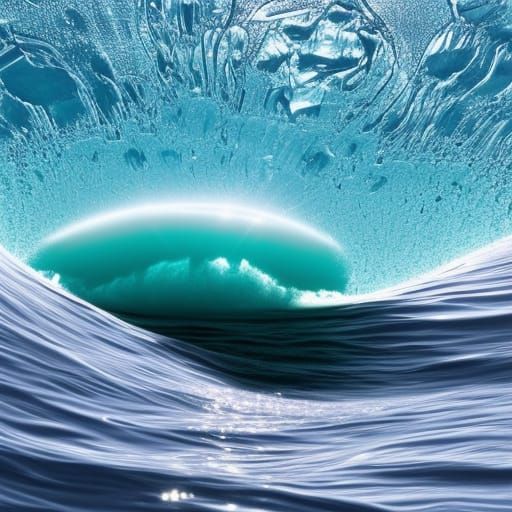 under the ice in a wave
