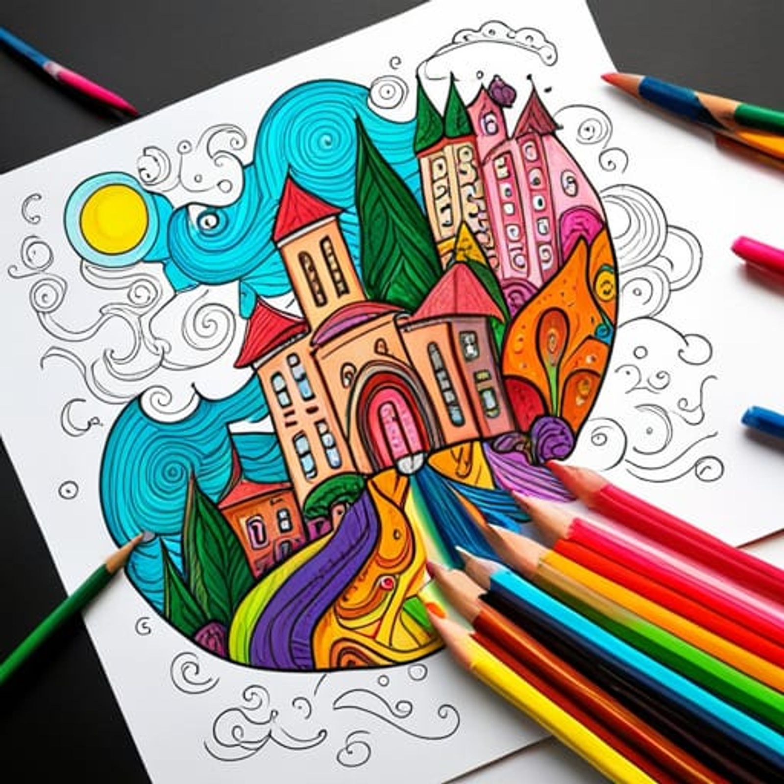 easy abstract colored pencil drawings
