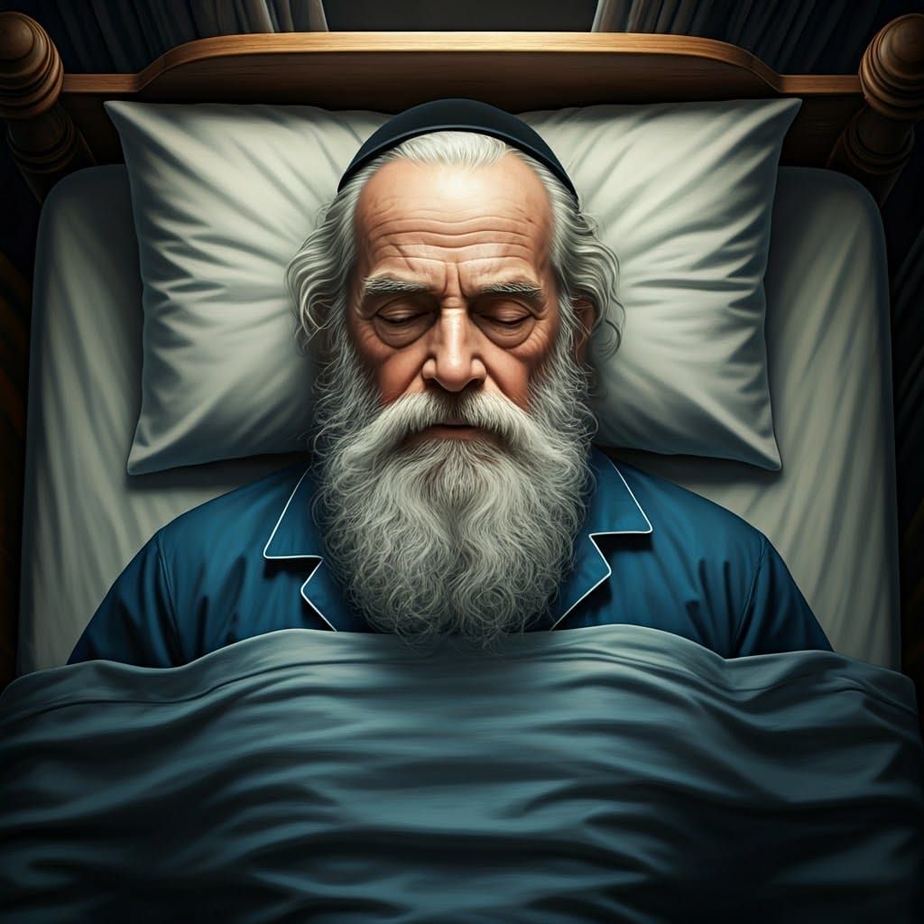Elderly Chassidic Man in Peaceful Slumber, in Whimsical Fant...