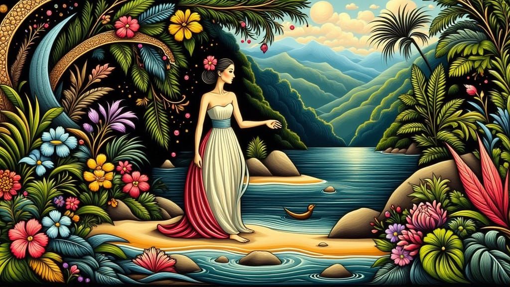 Tropical Goddess of Nature Spirit in Exotic Paradise
