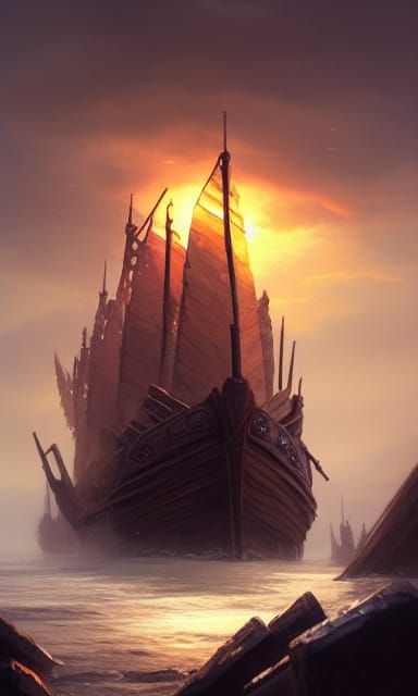 The sun behind