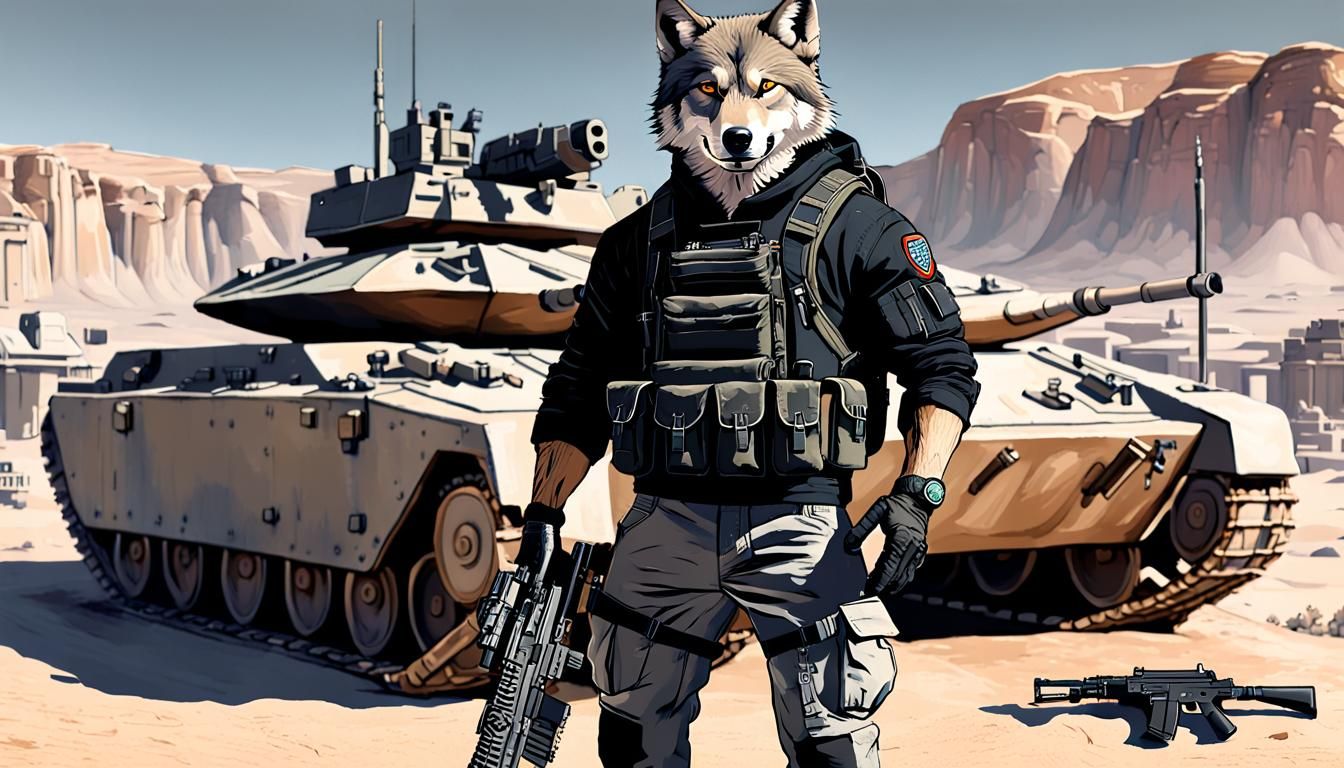 wolf soldier and his tank