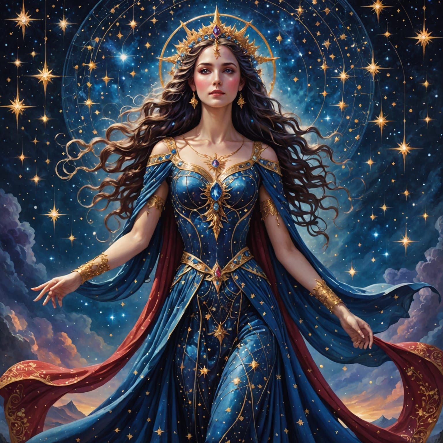 Celestial Goddess in Starry Temple