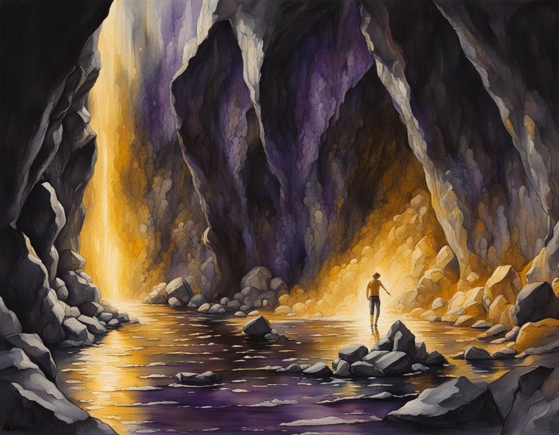 a vein of gold sparkling through a dark cave  by @faith