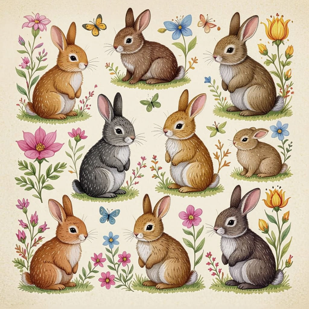 Miniature Animal Drawings on a Page