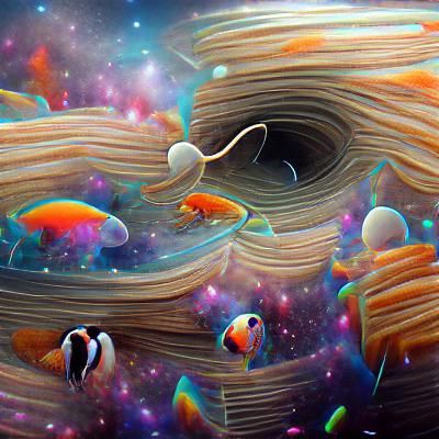 clownfish swimming in the rings of saturn