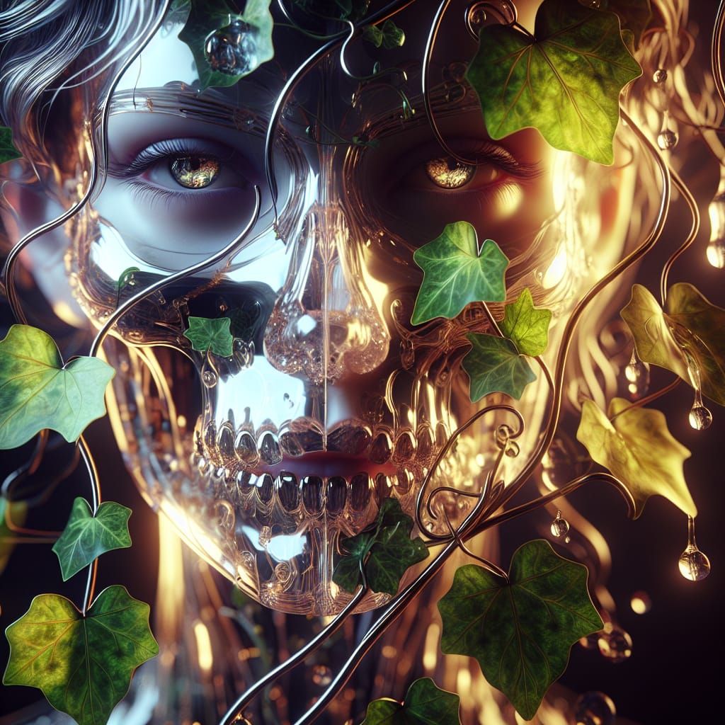 Ethereal Glass Skeleton Woman Portrait