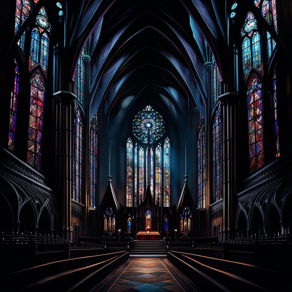 Gothic Cathedral Stained Glass Interior