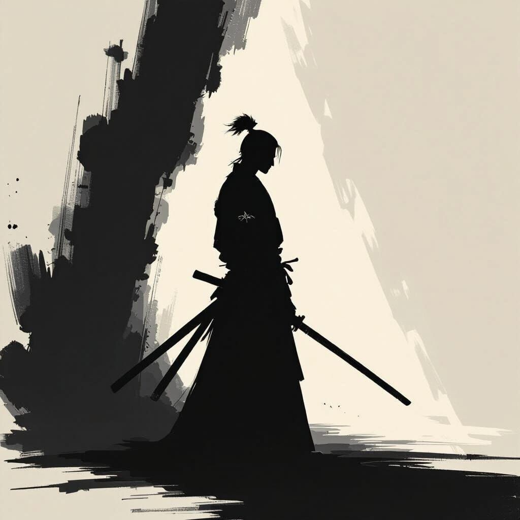 Samurai Warrior in Dramatic Chiaroscuro Style