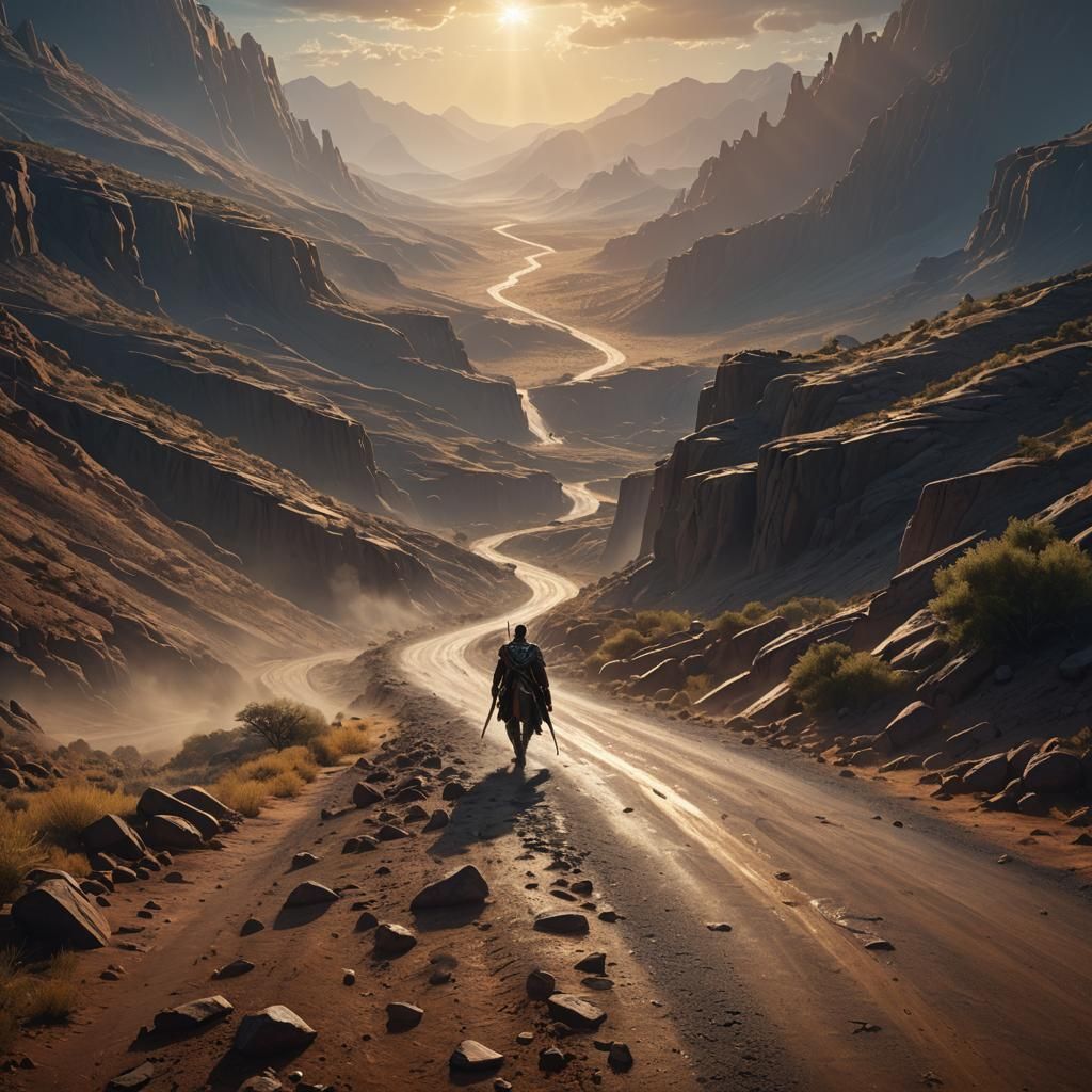 Bright heavenly light shining down on Saul (Paul) on a dusty...