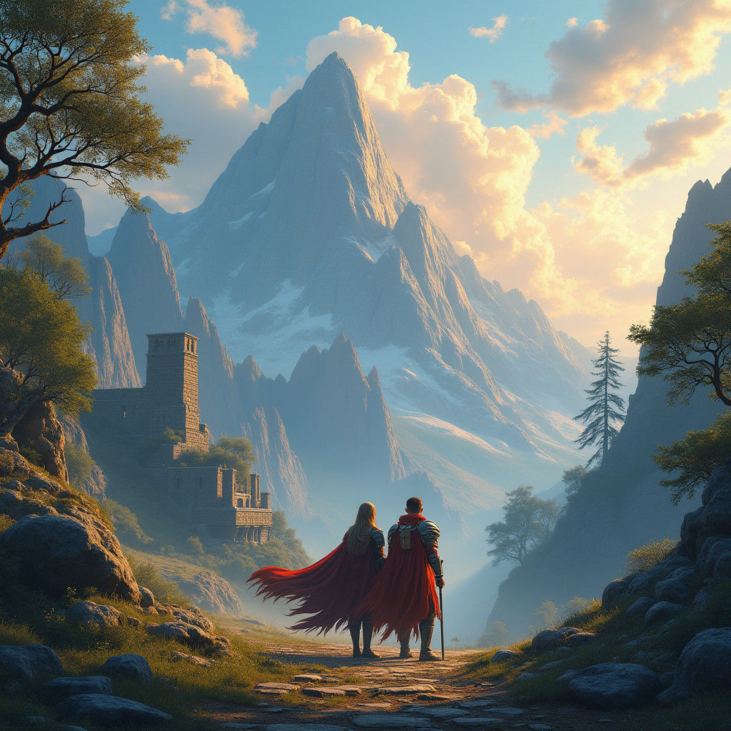 Fantasy Landscape of Friendship in Digital Art Style