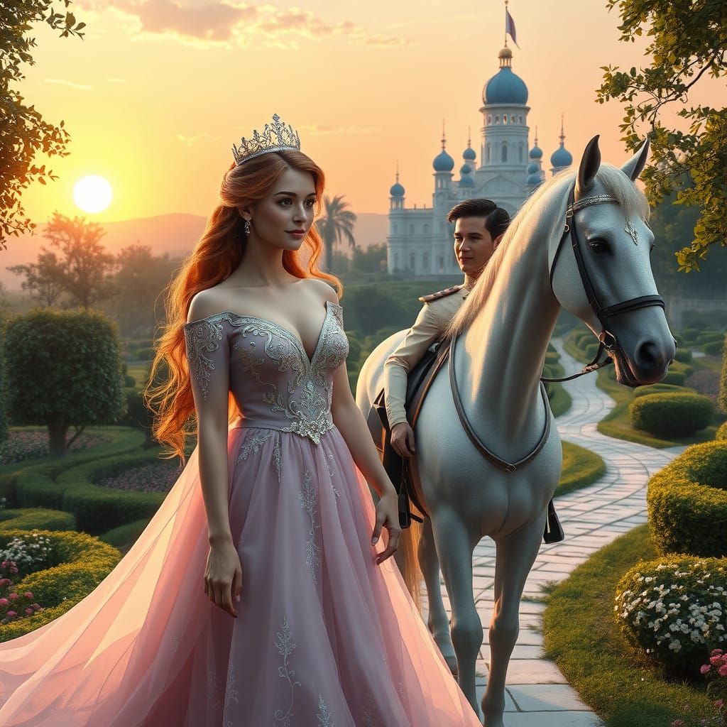 Princess with Orange Hair and Silver Crown