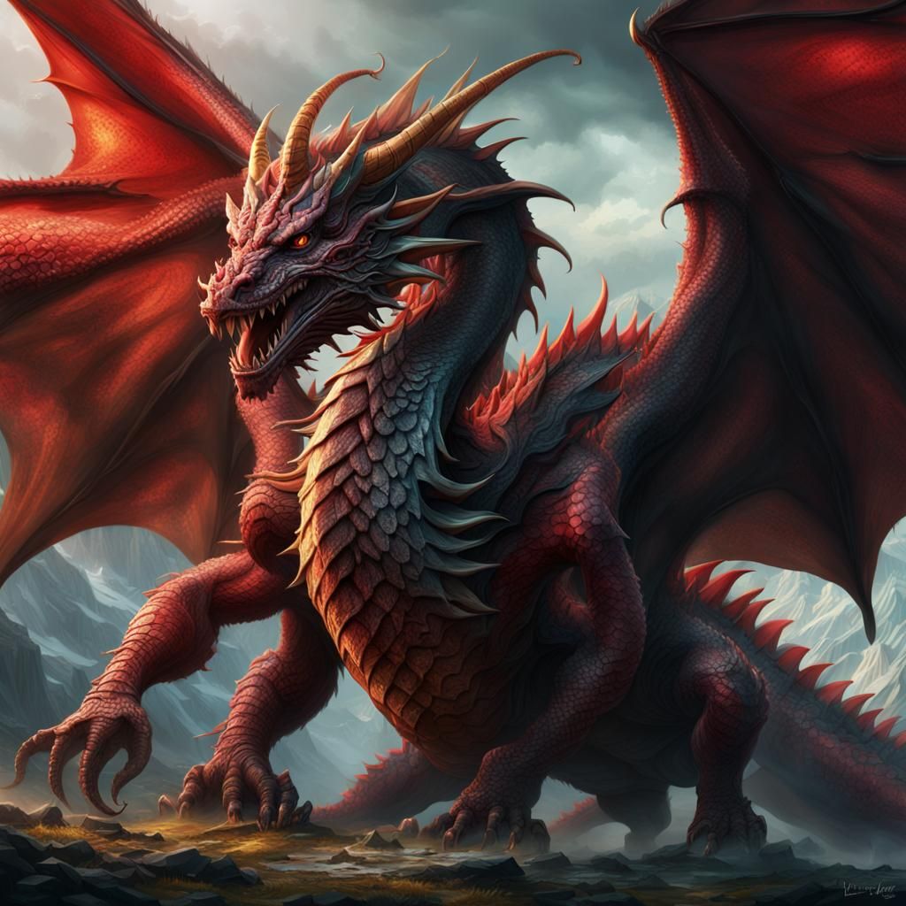 Chromatic Red Dragon - AI Generated Artwork - NightCafe Creator