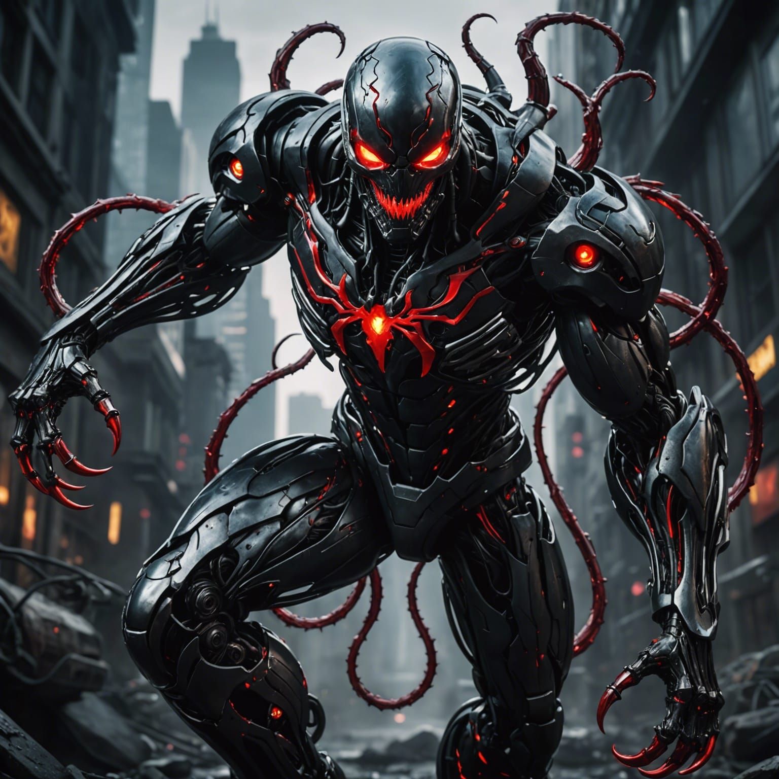 Ultron assimilated Venom - AI Generated Artwork - NightCafe Creator