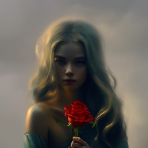Pretty Girl with a Rose