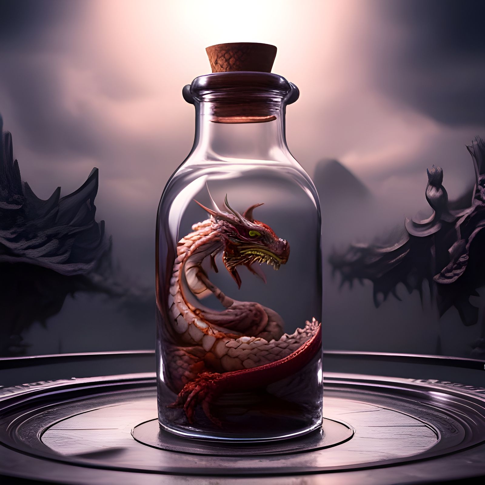 Red Dragon in a Bottle  by @Mnemomeon