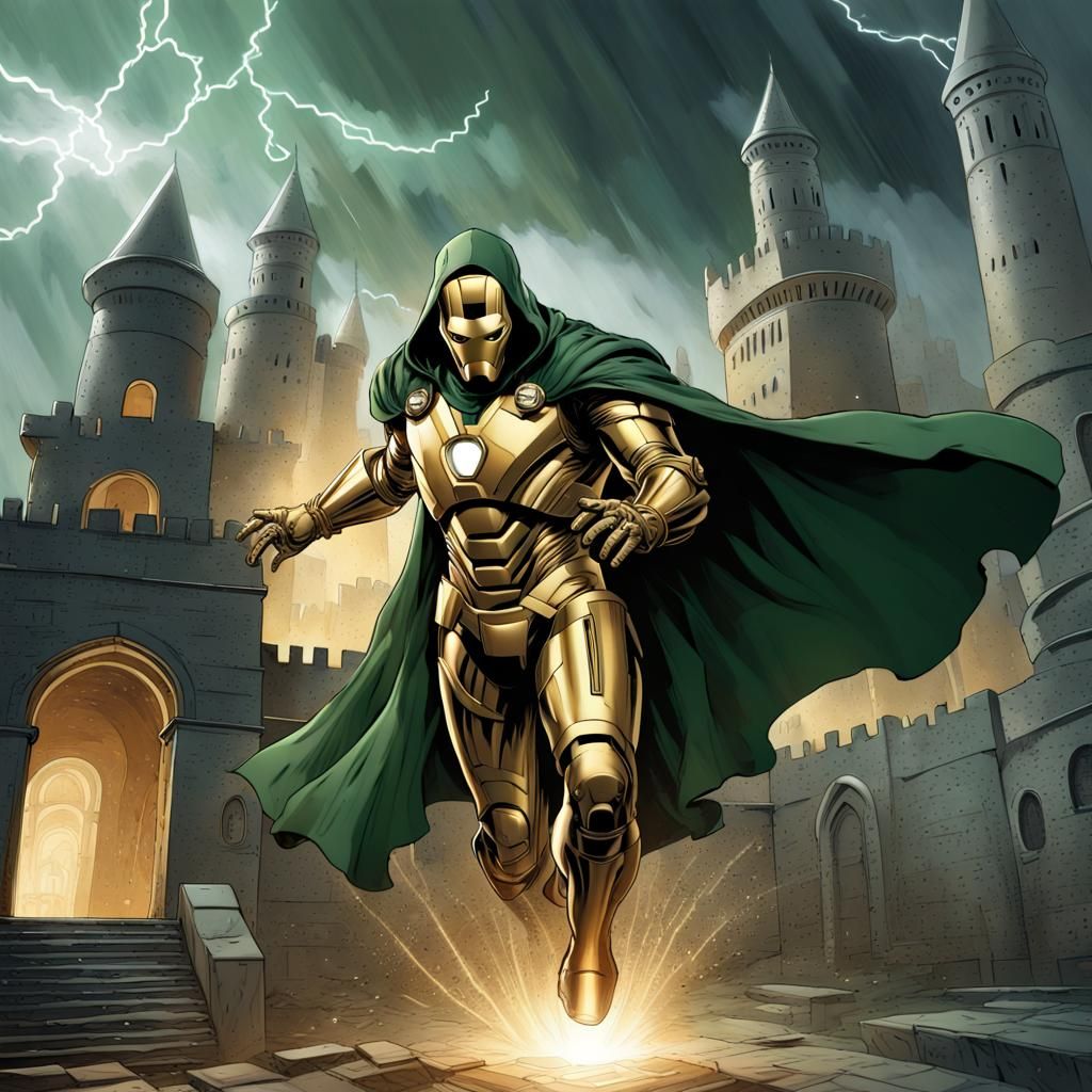 <lora:Character Fusions:1.0> Iron man as doctor doom