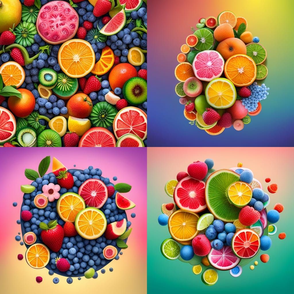 fruit collage with flowers HD AI Generated Artwork NightCafe Creator