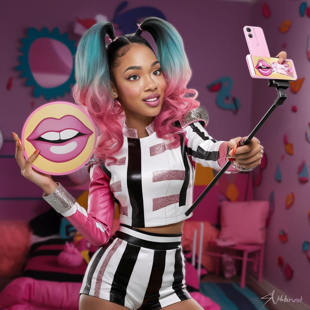 photorealistic Baddie/Bratz animation, 4k airbrush illustrat...