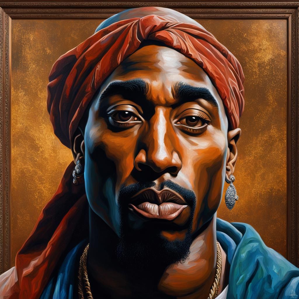 A Renaissance Portrait Painting Of Tupac Shakur By Giovanni Bellini And 