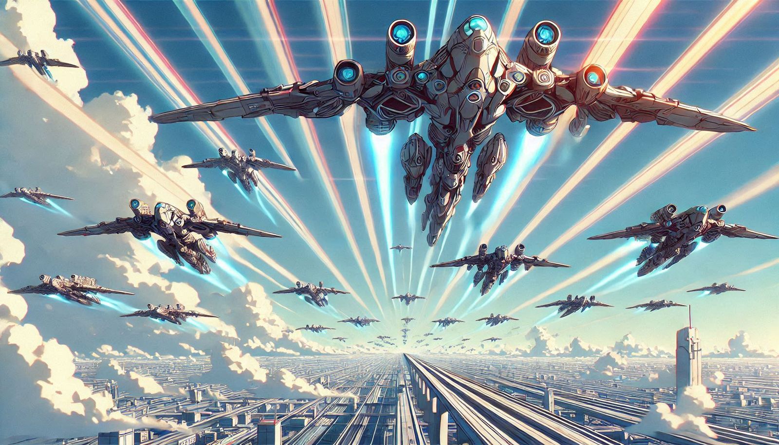 Massive Space Battle Fleet fly over