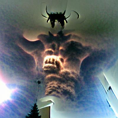 Colossal demon looming overhead
