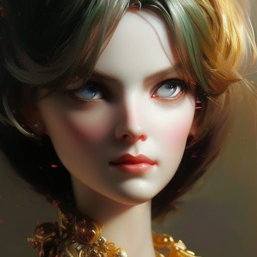 Barbie Doll Portrait in Dark Surrealist Style