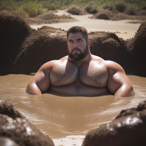 Big hot beefy man sinking in Quicksand.