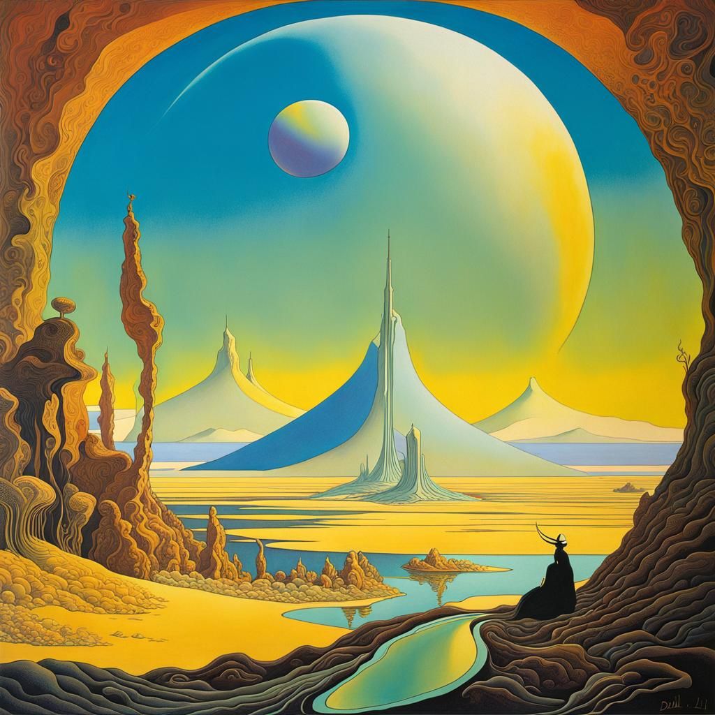 a fantastical surreal landscape moebius salvadore dali fantastical ...