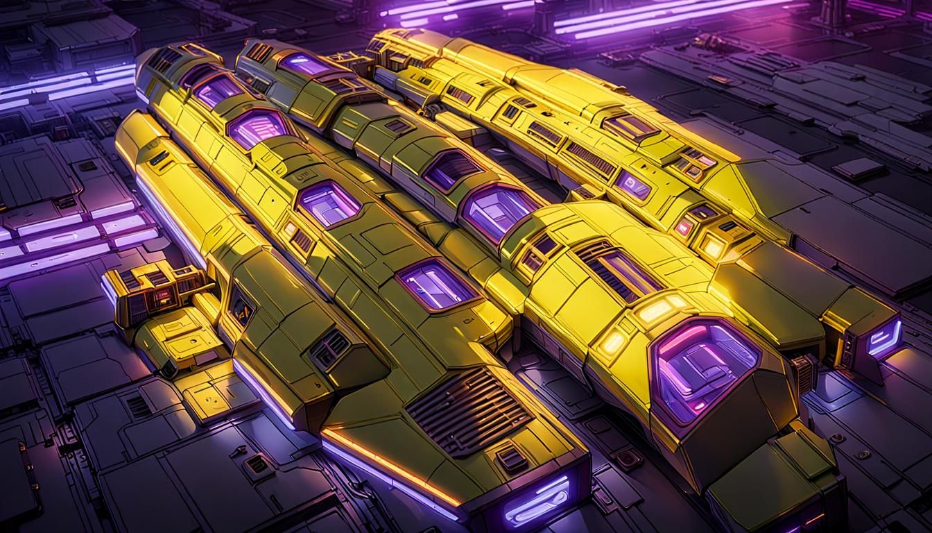 Cyberpunk Star Wars Freighter Concept Art in Neon