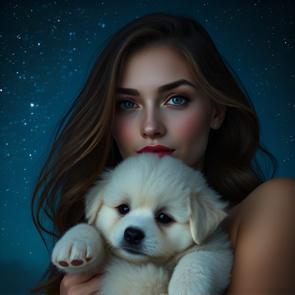 A Beautiful Woman holding a fluff ball !!