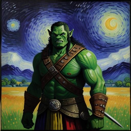 Van Gogh style orc warrior 