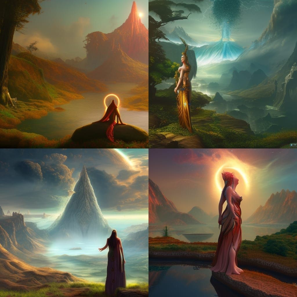 Goddess Gaia surveying mother earth