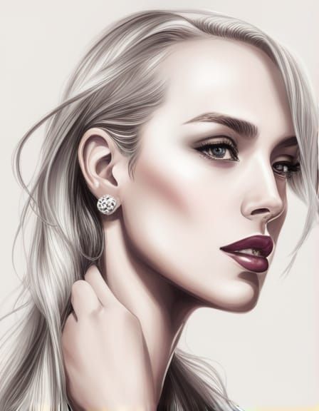 Beautyfull girl in realistic draw style