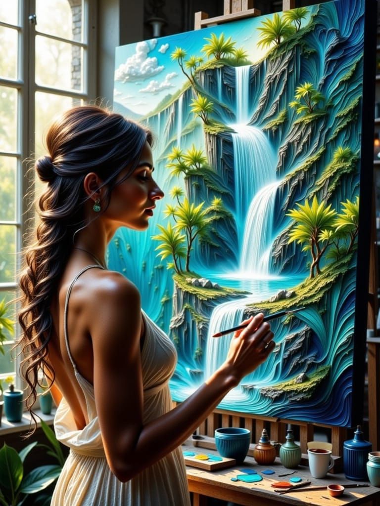 <lora:Impasto Masterpieces:1.0> <lora:Intricacy Vibe:1.0> A breathtaking hyper-realistic 8K masterpiece of a beautiful Brazilian woman paint...