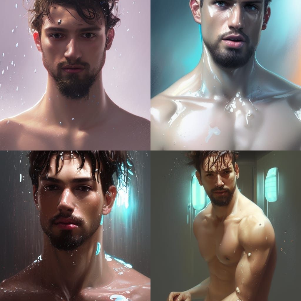 Gay wet daddy in locker room - AI Generated Artwork - NightCafe Creator