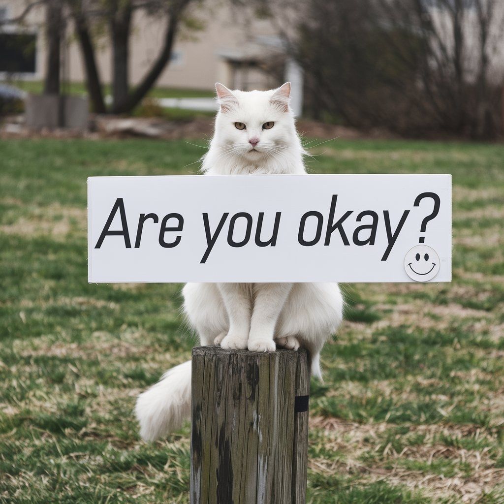 The okay cat holding a sign