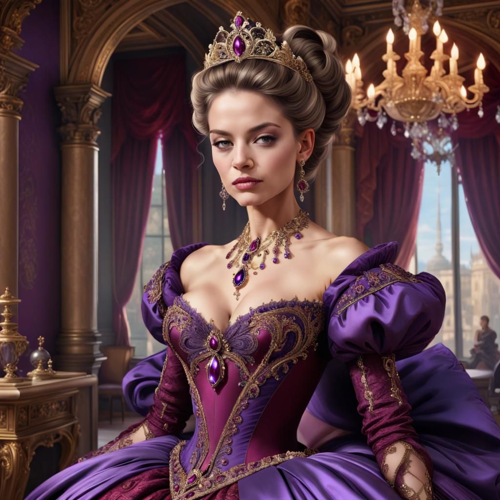 Beautiful Renaissance Queen in ornate Pomp_and_Power_color ballgown & ornate over-the-top Jewellery, ...  by @DIGITaiLS