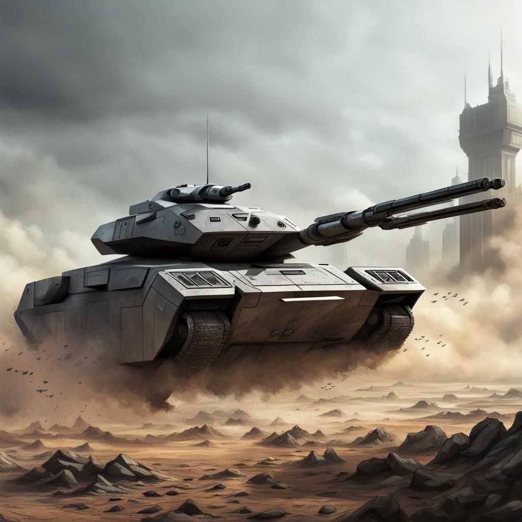 Futuristic tank in combat - AI Generated Artwork - NightCafe Creator