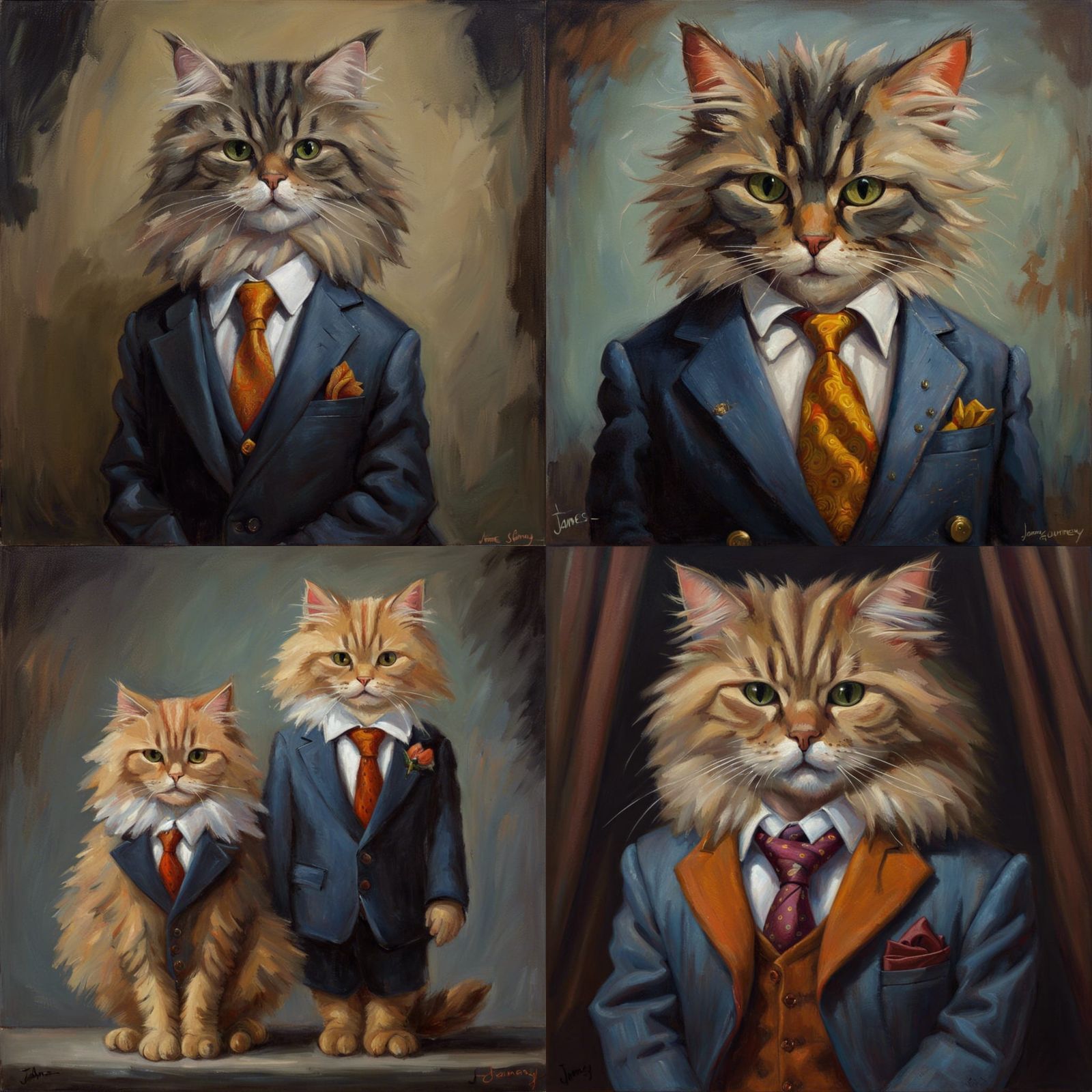 fluffy cat dressed in a suit