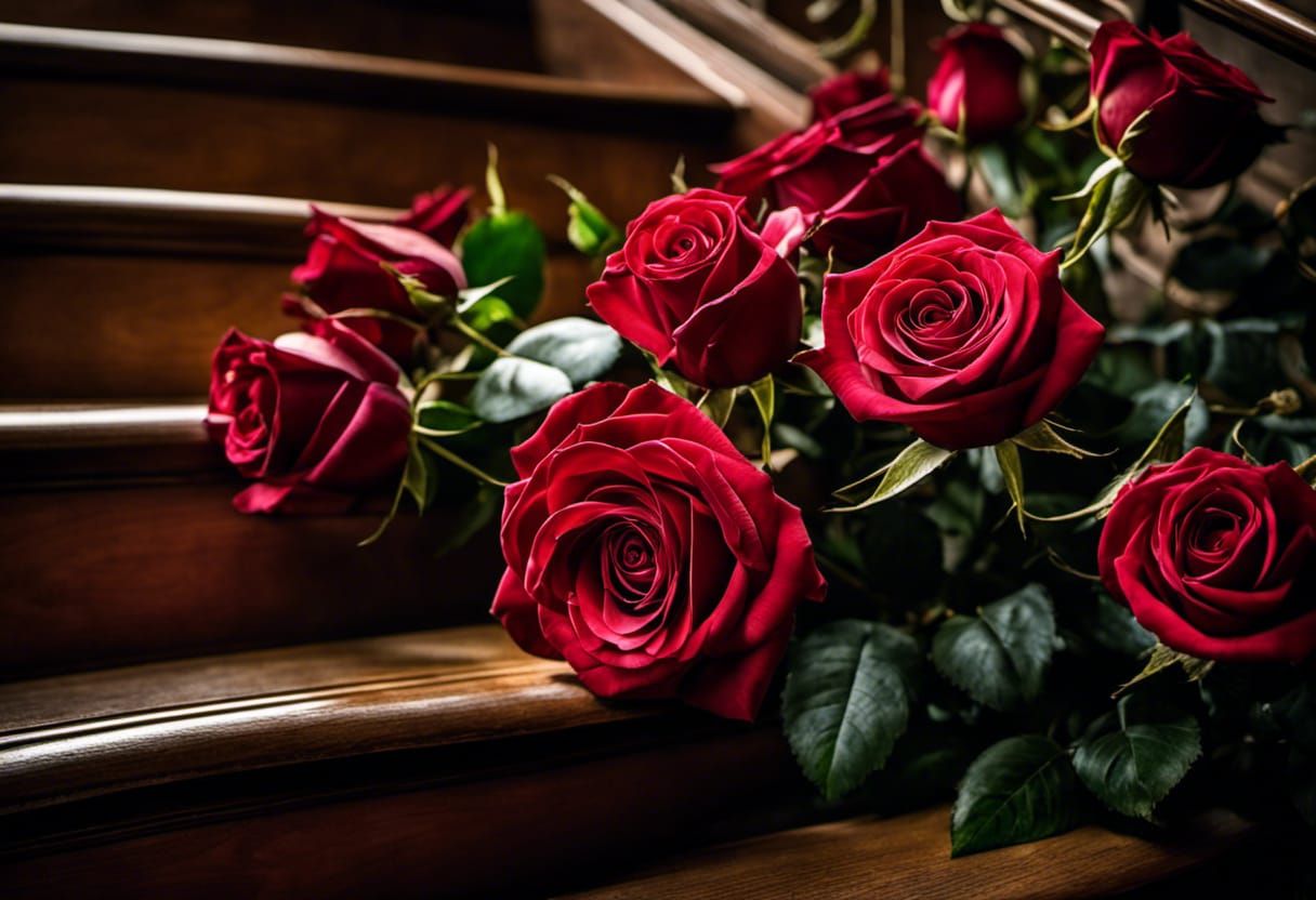 She Left Me Roses by the Stairs AI Generated Artwork NightCafe Creator