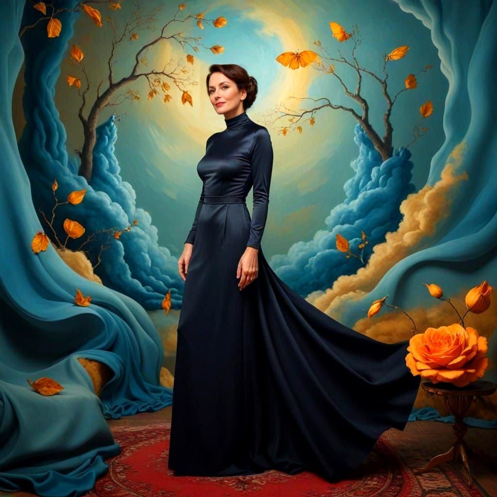 Surreal Portrait of a Happy Elegant Lady