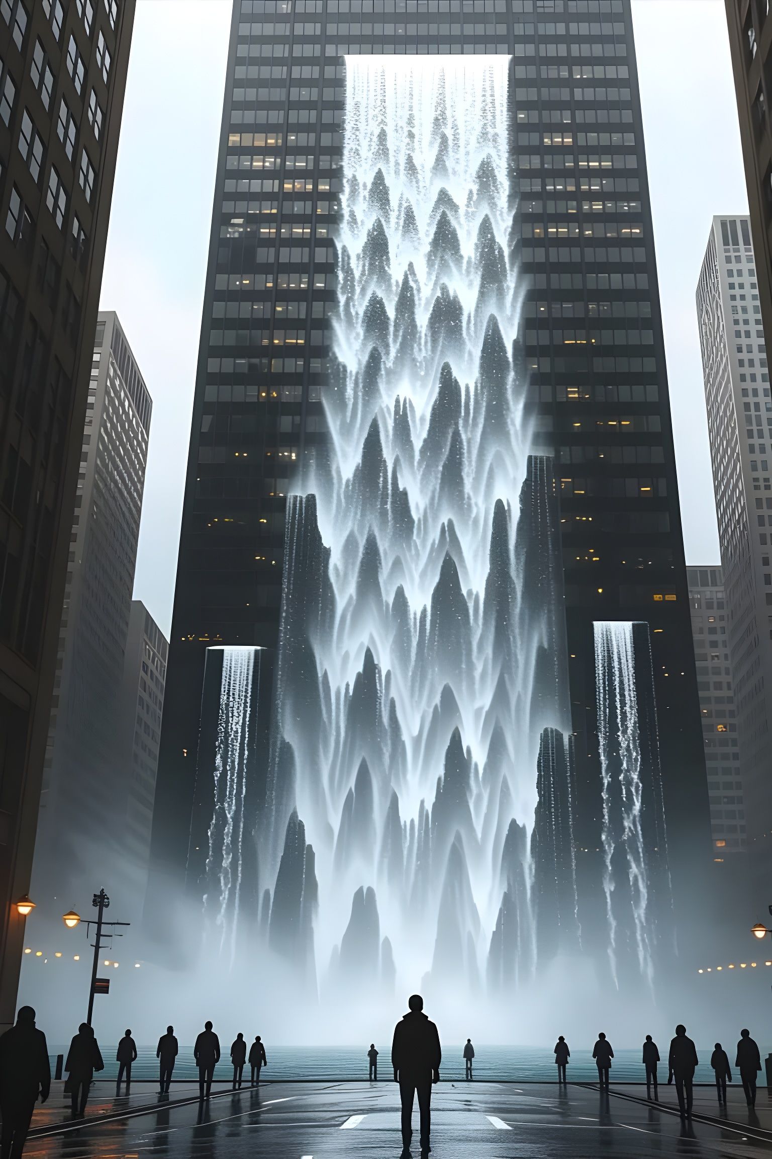 Willis Tower Waterfall in Chicago  by @Gary Murakami