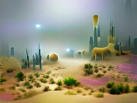 Foggy desert in the future