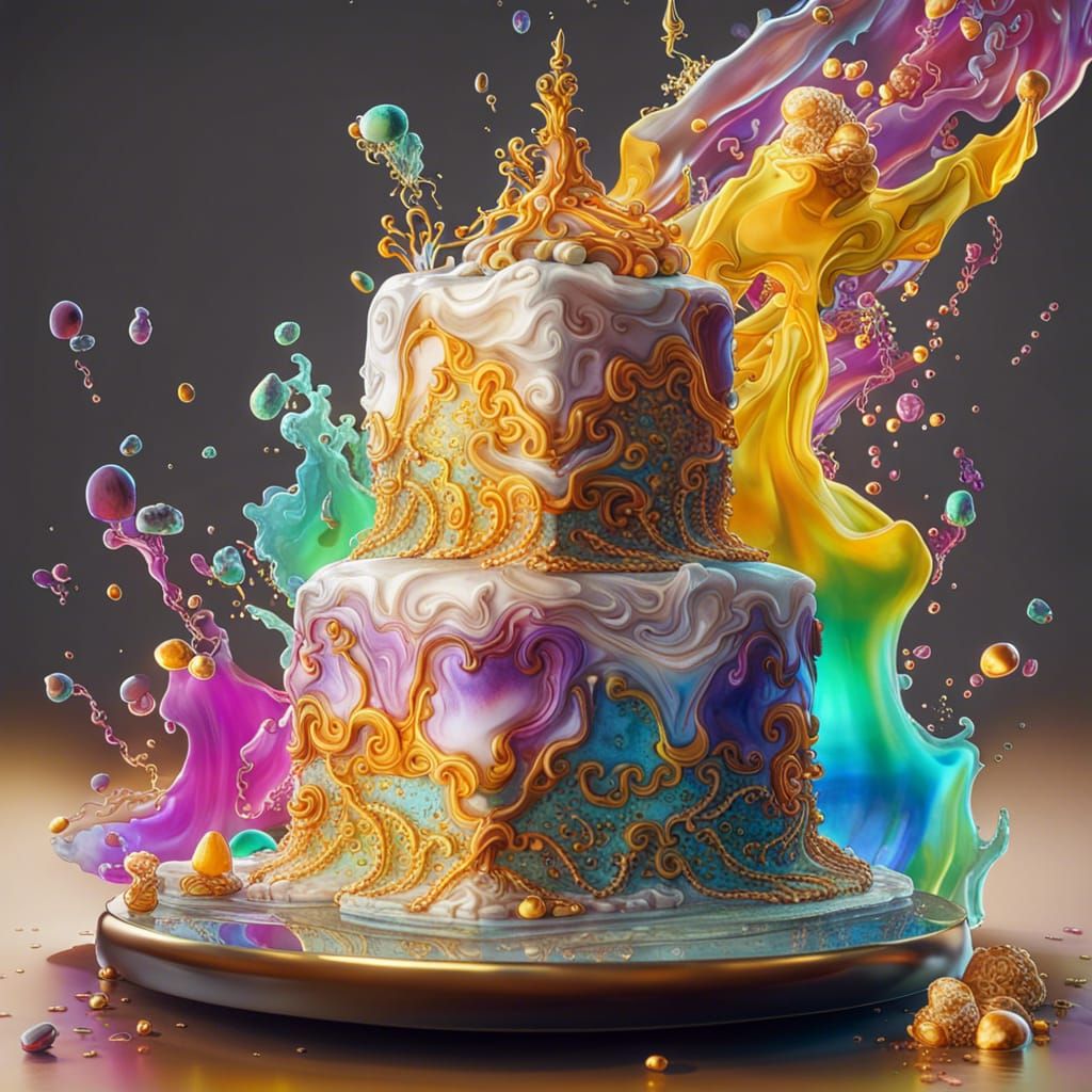 Exploding Color Medieval Elegant Cake.