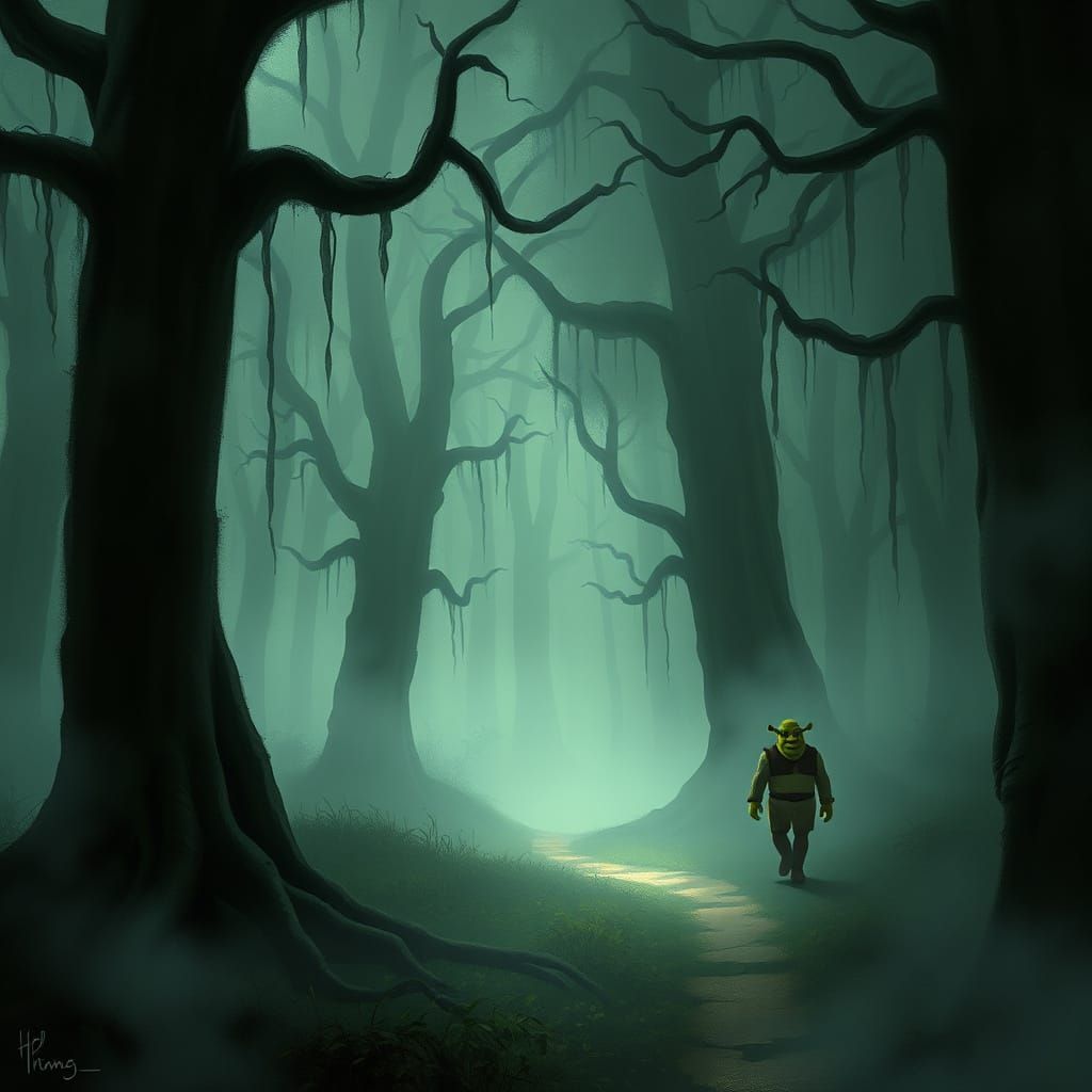 Shrek in an Ancient Forest
