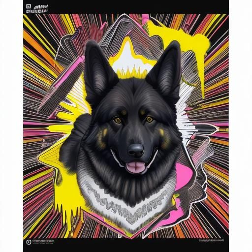 Coloring book. Extra large black lines only German Shepard d...