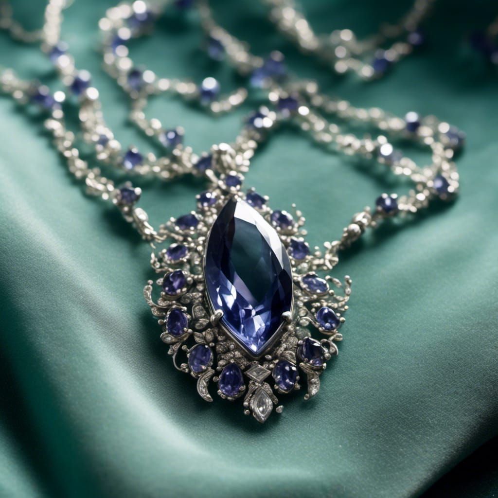 marquise cut iolite and silver necklace <lora:Lapidary Machine :1.0> <lora:pOpulence:1.0>