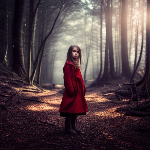 A girl in a forest
