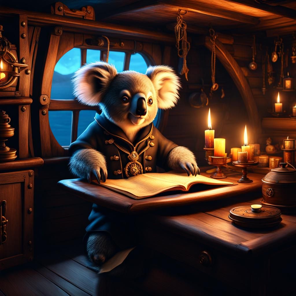 A captain Koala in a ship AI Generated Artwork NightCafe Creator